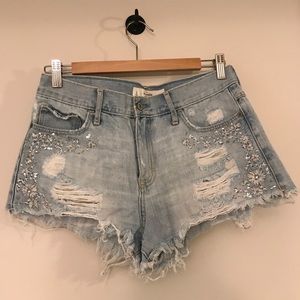 Abercrombie & Fitch embroidered denim shorts
